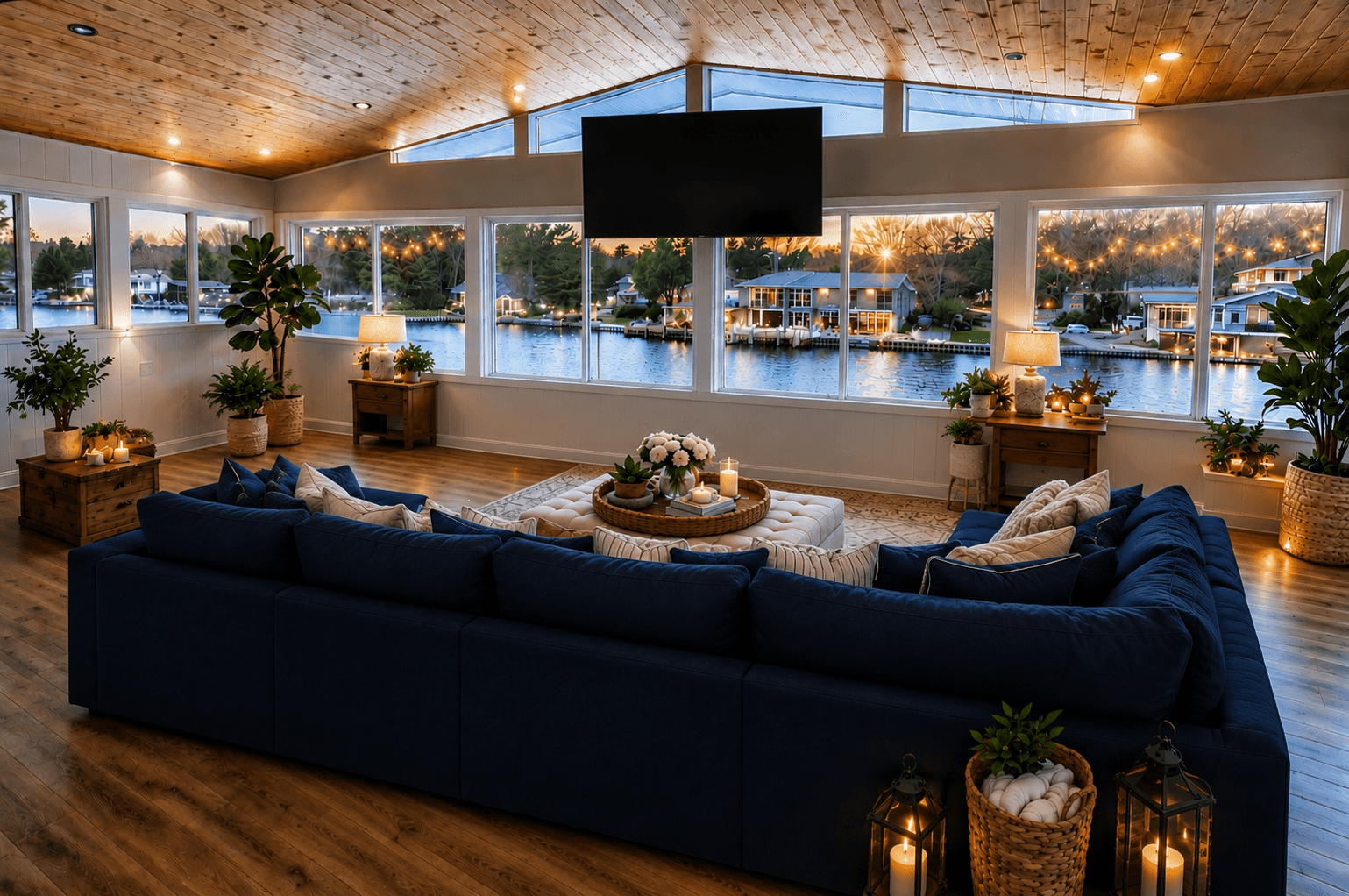 Penthouse lounge with river views at Ship-n-Shore Hotel